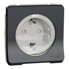 Розетка 1-местная с заземлением IP55 чёрная Schneider Electric Mureva S, MUR36134