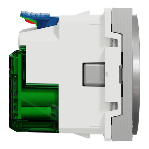 Розетка 1-местная с заземлением со шторками с USB алюминий Schneider Electric Unica New