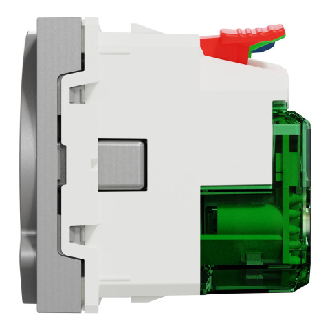 Розетка 1-местная с заземлением со шторками с USB алюминий Schneider Electric Unica New