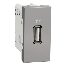 Розетка 1-местная с USB 2.0 05А алюминий Schneider Electric Unica New, NU342830