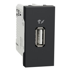 Розетка 1-местная с USB 2.0 05А антрацит Schneider Electric Unica New, NU342854