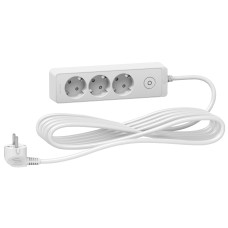 Подовжувач з заземленням 3 гнізда 5 м білий Schneider Electric Unica Extend