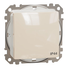 Выключатель 1-клавишный проходной IP44 скрытый бежевый Schneider Electric Sedna Design