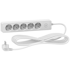 Подовжувач з заземленням 5 гнізд 5 м білий Schneider Electric Unica Extend