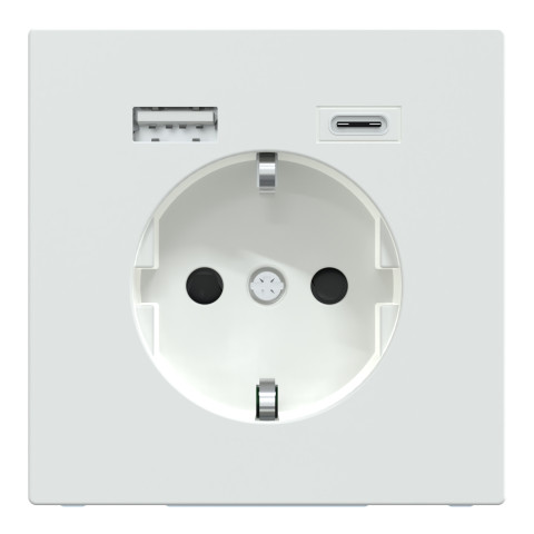 Розетка с заземлением лотосовая белая Schneider Electric Merten D-Life, MTN2367-6035