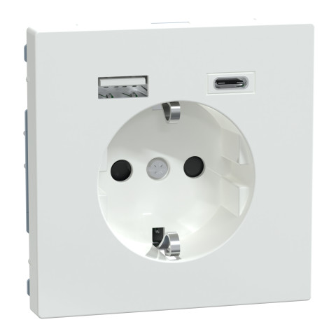 Розетка с заземлением лотосовая белая Schneider Electric Merten D-Life, MTN2367-6035