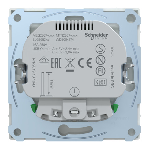 Розетка с заземлением лотосовая белая Schneider Electric Merten D-Life, MTN2367-6035