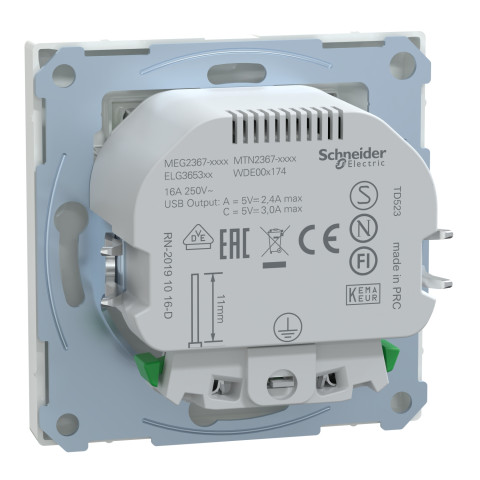 Розетка с заземлением лотосовая белая Schneider Electric Merten D-Life, MTN2367-6035
