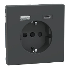 Розетка 1-местная с заземлением антрацит Schneider Electric Merten D-Life, MTN2367-6034