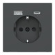 Розетка 1-местная с заземлением антрацит Schneider Electric Merten D-Life, MTN2367-6034