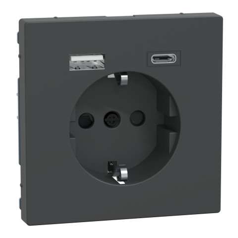 Розетка 1-местная с заземлением антрацит Schneider Electric Merten D-Life, MTN2367-6034