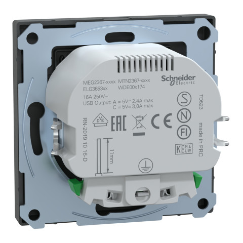 Розетка 1-местная с заземлением антрацит Schneider Electric Merten D-Life, MTN2367-6034