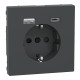 Розетка 1-местная с заземлением антрацит Schneider Electric Merten D-Life, MTN2367-6034