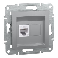 Розетка компьютерная Cat.6 UTP скрытая алюминий Schneider Electric Asfora