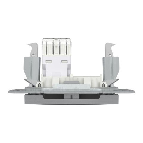 Розетка компьютерная Cat.6 UTP скрытая алюминий Schneider Electric Asfora