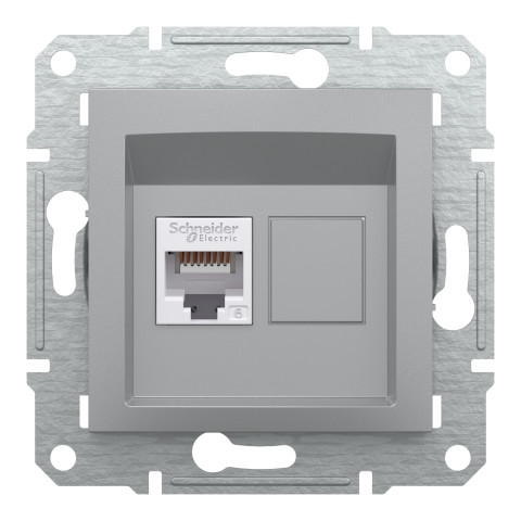 Розетка компьютерная Cat.6 UTP скрытая алюминий Schneider Electric Asfora