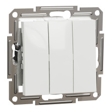 Выключатель 3-клавишный без рамки скрытый белый Schneider Electric Asfora