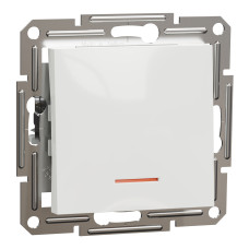 Выключатель 1-клавишный с подсветкой без рамки скрытый белый Schneider Electric Asfora
