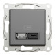 Розетка 2-местная с USB Type-A + Type-C 45 Вт 3А антрацит Schneider Electric Asfora