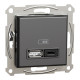 Розетка 2-местная с USB Type-A + Type-C 45 Вт 3А антрацит Schneider Electric Asfora
