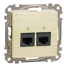 Розетка 2-местная компьютерная RJ-45 скрытая берёза Schneider Electric Sedna Elements