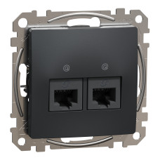 Розетка 2-местная компьютерная RJ-45 скрытая чёрная Schneider Electric Sedna Design