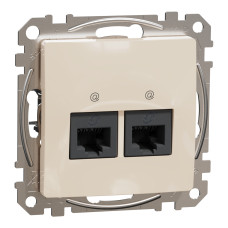 Розетка 2-местная компьютерная RJ-45 скрытая бежевая Schneider Electric Sedna Design