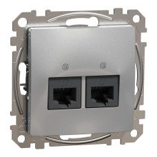 Розетка 2-местная компьютерная RJ-45 скрытая алюминий Schneider Electric Sedna Design