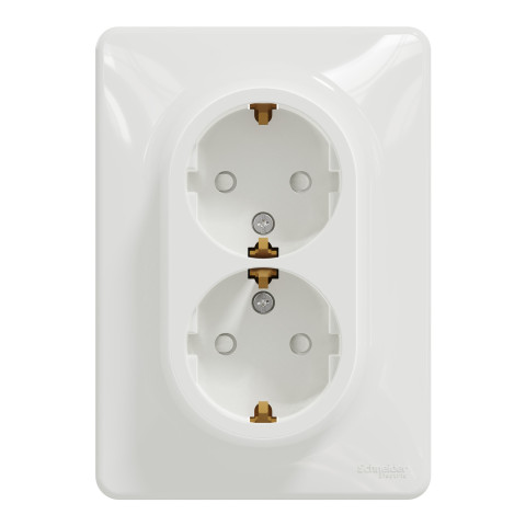 Розетка 2-местная с заземлением со шторками скрытая белая Schneider Electric Sedna Design