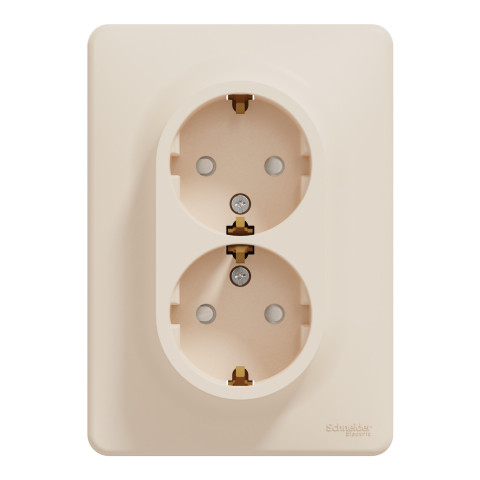 Розетка 2-местная с заземлением со шторками бежевая Schneider Electric Sedna Design