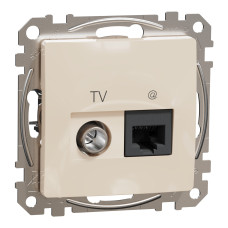 Розетка 1-місна комп'ютерна TV RJ-45 прихована бежева Schneider Electric Sedna Design