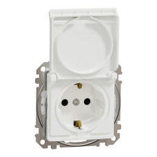 Розетка 1-місна з заземленням IP44 біла Schneider Electric Sedna Design