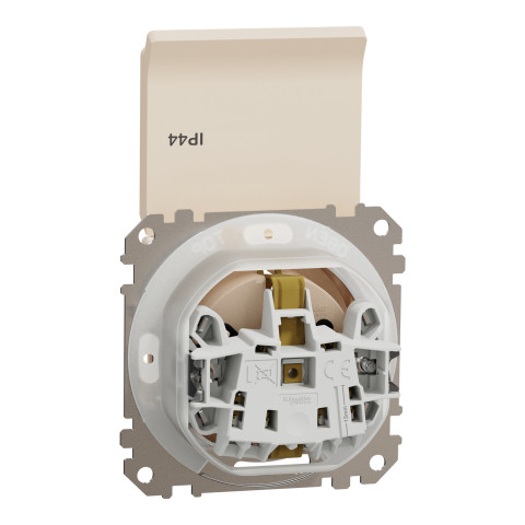 Розетка 1-местная с заземлением IP44 бежевая Schneider Electric Sedna Design