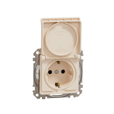 Розетка 1-местная с заземлением IP44 бежевая Schneider Electric Sedna Design