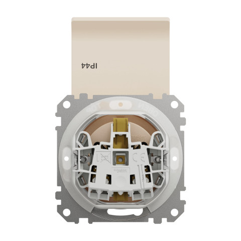 Розетка 1-местная с заземлением IP44 бежевая Schneider Electric Sedna Design