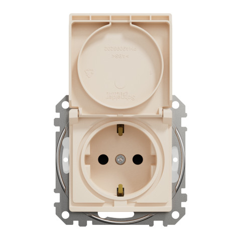 Розетка 1-местная с заземлением IP44 бежевая Schneider Electric Sedna Design