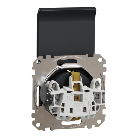 Розетка 1-местная с заземлением чёрная Schneider Electric Sedna Design