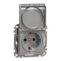 Розетка 1-местная с заземлением алюминий Schneider Electric Sedna Design