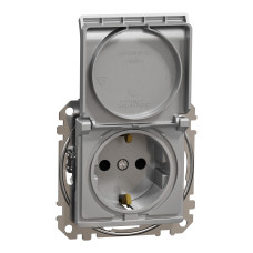 Розетка 1-місна з заземленням алюміній Schneider Electric Sedna Design