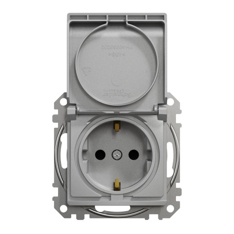 Розетка 1-местная с заземлением алюминий Schneider Electric Sedna Design