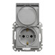 Розетка 1-местная с заземлением алюминий Schneider Electric Sedna Design