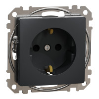 Розетка 1-местная с заземлением со шторками скрытая чёрная Schneider Electric Sedna Design