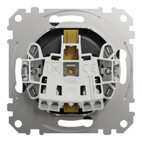 Розетка 1-местная с заземлением со шторками скрытая чёрная Schneider Electric Sedna Design