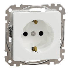 Розетка 1-местная с заземлением со шторками скрытая белая Schneider Electric Sedna Design
