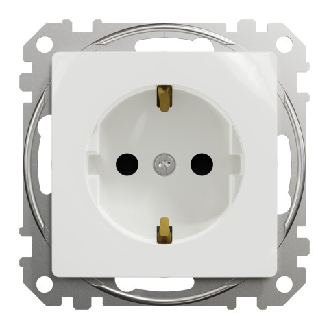 Розетка 1-местная с заземлением со шторками скрытая белая Schneider Electric Sedna Design