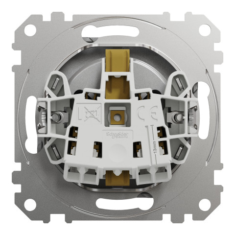 Розетка 1-местная с заземлением со шторками алюминий Schneider Electric Sedna Design