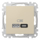 Розетка 1-местная с USB Type-A + Type-C 45 Вт 3А бежевая Schneider Electric Sedna Design