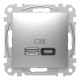Розетка 1-местная с USB Type-A + Type-C 45 Вт 3А алюминий Schneider Electric Sedna Design