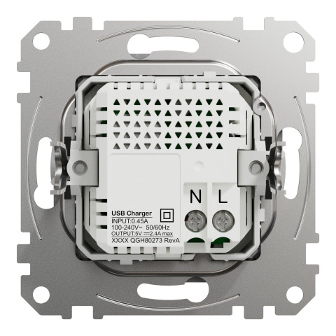 Розетка 1-місна з USB Type-A + Type-C 4А алюміній Schneider Electric Sedna Design