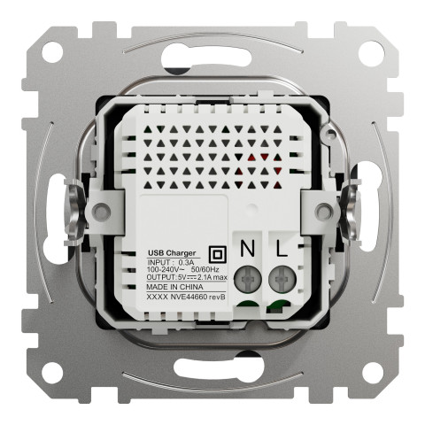 Розетка 1-місна з USB Type-A + Type-A 1А прихована чорна Schneider Electric Sedna Design